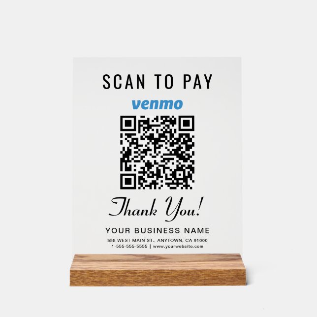 Scan to Pay Venmo QR Code Acrylschild (Vorderseite)