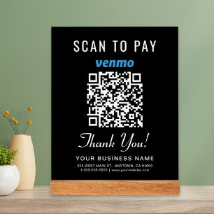 Scan to Pay Venmo QR Code Black Acrylschild