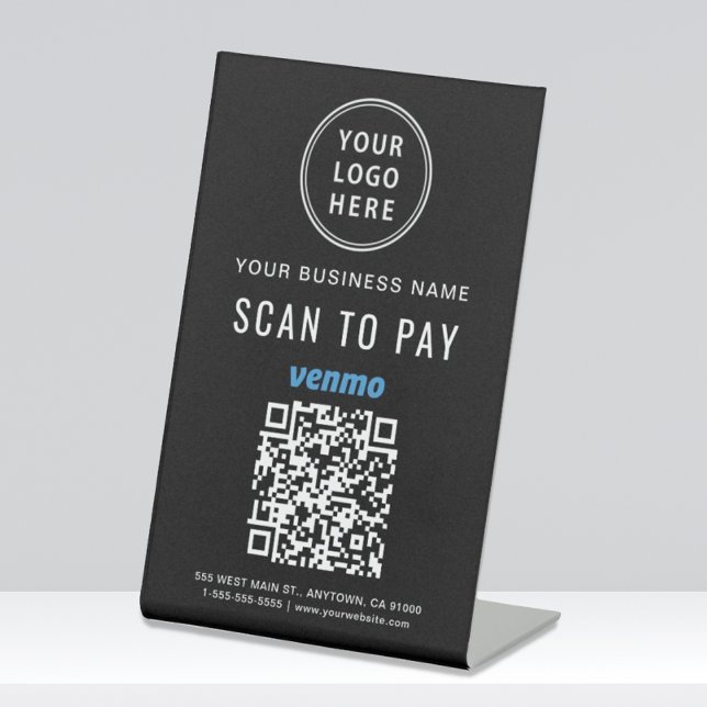 Scan to Pay Venmo QR Code Logo Black Sockelschild (Von Creator hochgeladen)