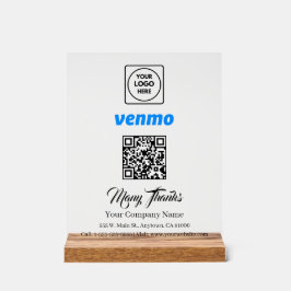 Scan to Pay Venmo QR Code White Display Sign Acrylschild
