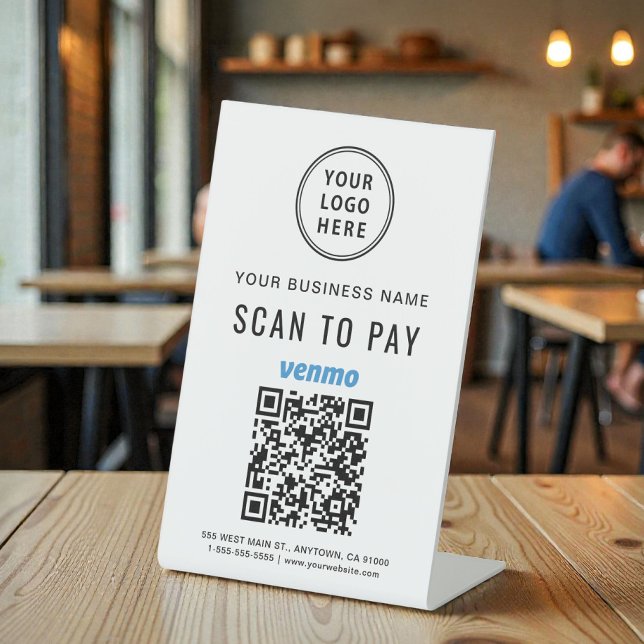Scan to Pay Venmo QR-Logo Sockelschild (Scan to Pay Venmo QR Code Logo Pedestal Sign)