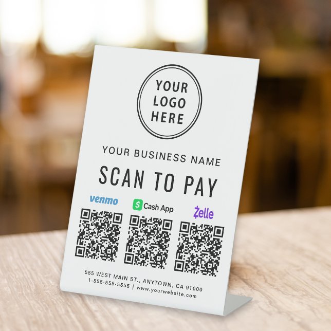 Scan to Pay Venmo Zelle CashApp QR-Codes Logo Sockelschild (Von Creator hochgeladen)