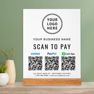 Scan to PayPal Venmo CashApp QR-Codes Logo Acrylschild