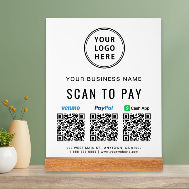 Scan to PayPal Venmo CashApp QR-Codes Logo Acrylschild (Von Creator hochgeladen)
