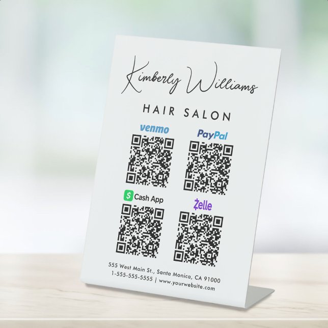 Scan to PayPal Venmo CashApp Zelle QR Code Sockelschild (A QR code sign to effortlessly connect your customers to your payment platforms)