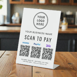 Scan to PayPal Venmo Zelle QR-Codes Logo Sockelschild