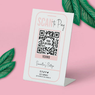 Scan to Push Pink Moderne Logo QR Code Sockelschild
