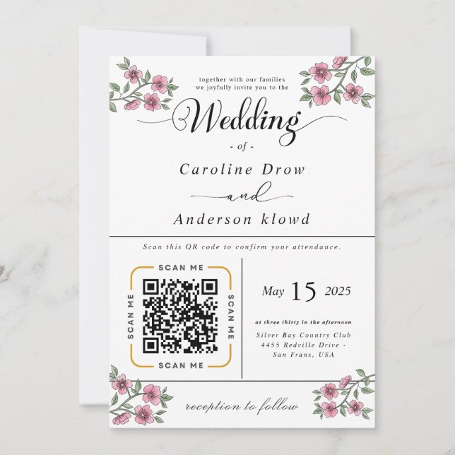 Scan to View Our Wedding Invitation Video (Vorderseite)