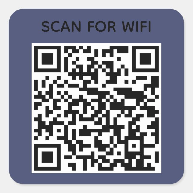 Scan zum Anschluss von Wifi QR Code Moderner Navy  Quadratischer Aufkleber (Vorderseite)