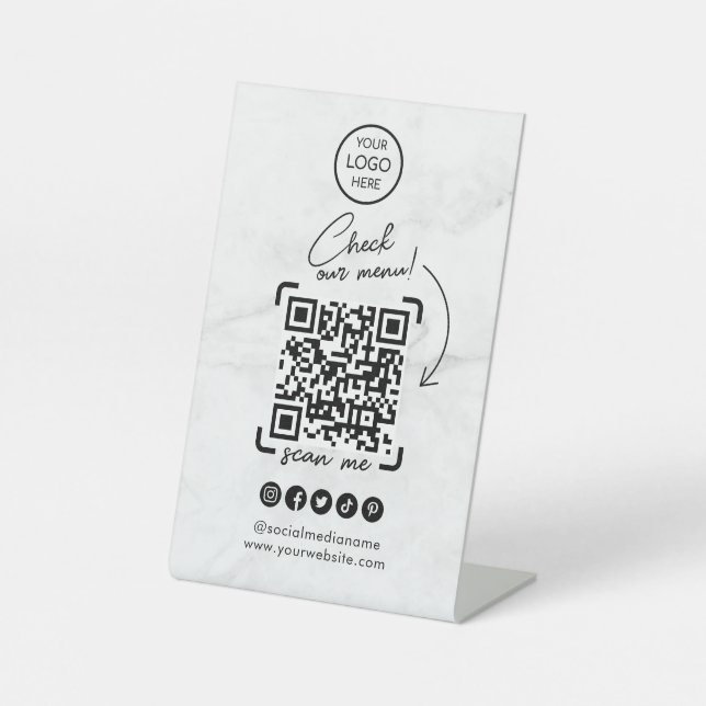 Scan zum Anzeigen des QR-Codes im Menü marbieren | Sockelschild (Vorderseite)