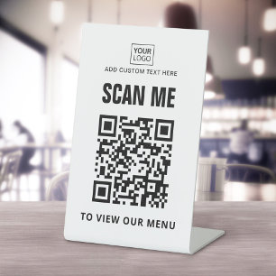 Scan zum Anzeigen von benutzerdefinierten Logo-QR- Sockelschild