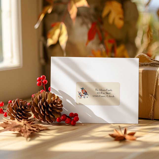 Scandi Aviary Duet, Brauch Adressaufkleber (Von Creator hochgeladen)