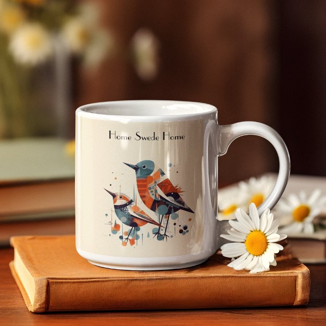 Scandi Aviary Duet, Brauch Zweifarbige Tasse (Von Creator hochgeladen)