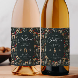 Scandi Christmas Wein Flasche Getränk Geschenk Hir Weinetikett