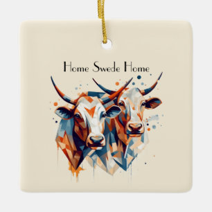 Scandi Farmhouse Rindvieh, individuell Keramikornament