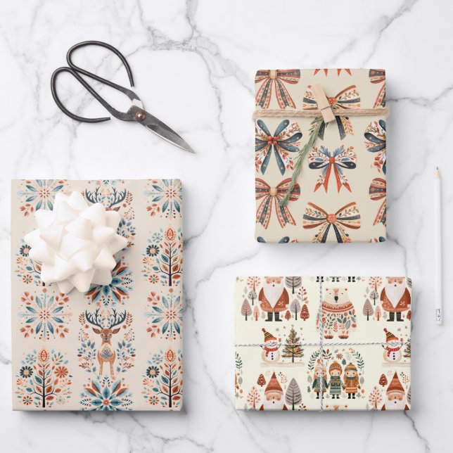 Scandi Holiday Geschenkpapier Set (Vorderseite)