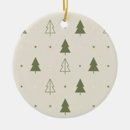 Scandi Minimalist Trees Pattern Christmas Decor Keramik Ornament