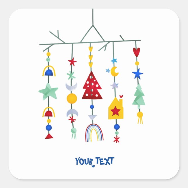 Scandi Minimalistisch Simple Quadratischer Aufkleber (Vorderseite)