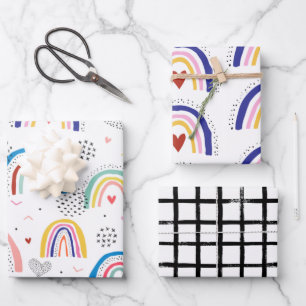 Scandi Rainbow Wrapping Paper Set Geschenkpapier Set