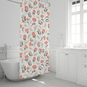 Scandi Red Poppies Duschvorhang