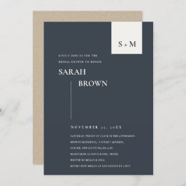 SCANDI SCHWARZ-WEISS MONOGRAM BRAUTPARTY INVITE DANKESKARTE
