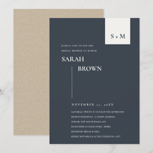 SCANDI SCHWARZ-WEISS MONOGRAM BRAUTPARTY INVITE DANKESKARTE