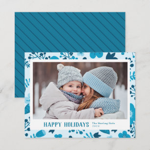 Scandi Style Mod Blue Family Foto Feiertagskarte