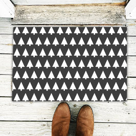 Scandi Tree Muster | Minimalistisch Schwarz/Weiß Fußmatte