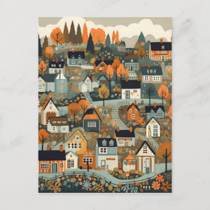 Scandi Village at Fall Art Postkarte