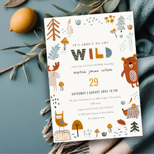 Scandi Wild Tropical Woodland Animals Baby Dusche Einladung