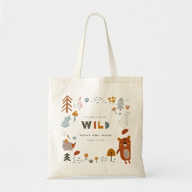 Scandi Wild Tropical Woodland Animals Baby Dusche Tragetasche (Vorne)
