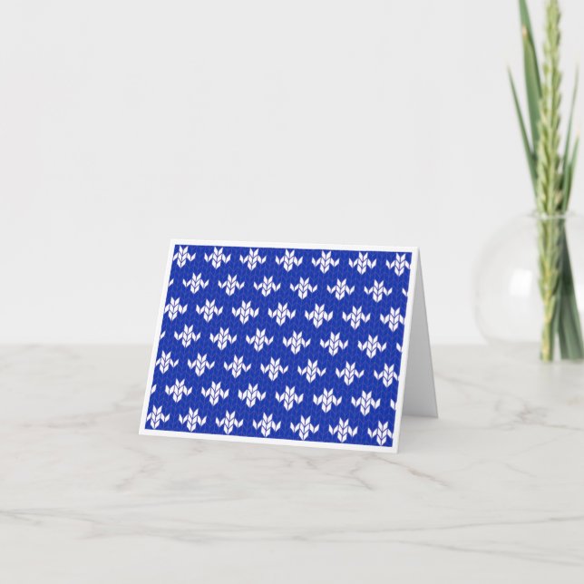 SCANDIA BLAUE STRICK Note Card / Horizontal Karte (Vorderseite)