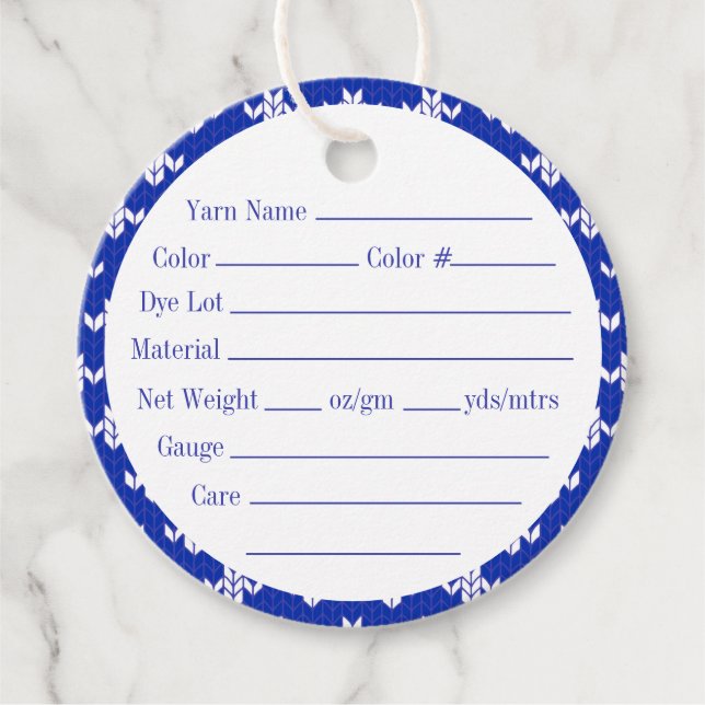 SCANDIA BLUE STRICK 2" Rundgarntags Geschenkanhänger (Vorderseite)