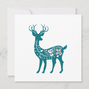 Scandia Christmas Red and Blue Nordic Deer Scandia Einladung