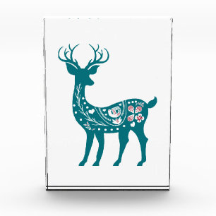 Scandia Christmas Red and Blue Nordic Deer Scandia Fotoblock