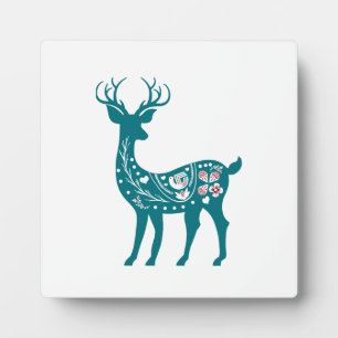 Scandia Christmas Red and Blue Nordic Deer Scandia Fotoplatte