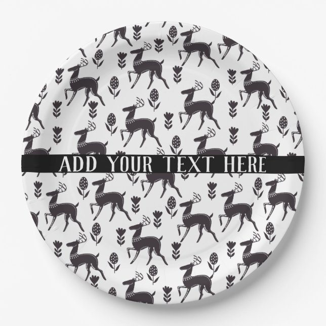 Scandia Folk Art Deer Pappteller (Vorderseite)