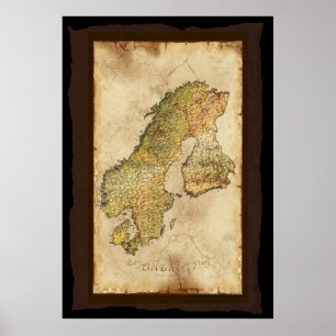 SCANDINAVIA MAP Art Poster III
