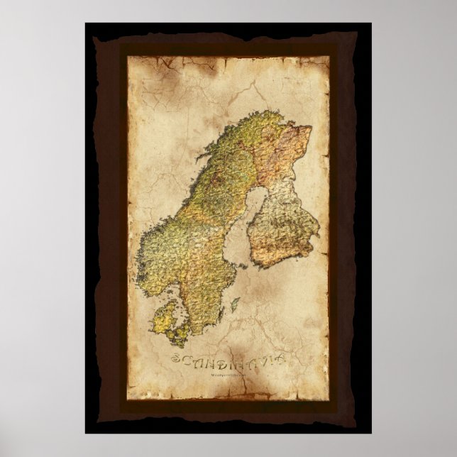 SCANDINAVIA MAP Art Poster III (Vorne)