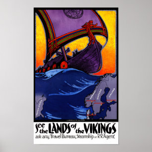 Scandinavia Vintage Travel Poster neu