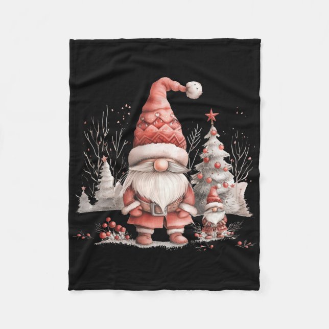 Scandinavian Christmas Gnome Red Berries  Fleecedecke (Vorderseite)