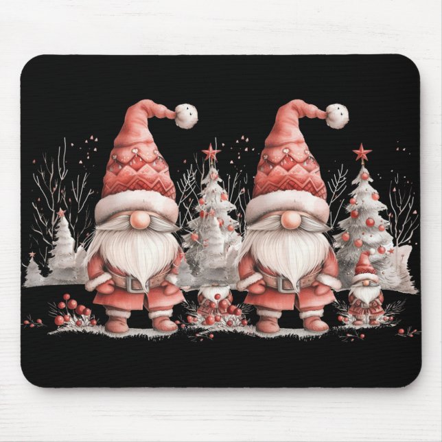 Scandinavian Christmas Gnome Red Berries T Shirt  Mousepad (Vorne)
