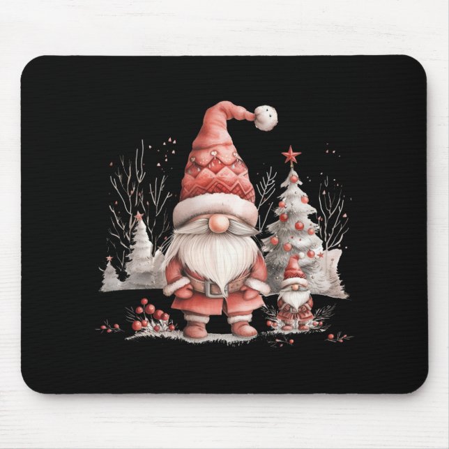 Scandinavian Christmas Gnome Red Berries T Shirt  Mousepad (Vorne)