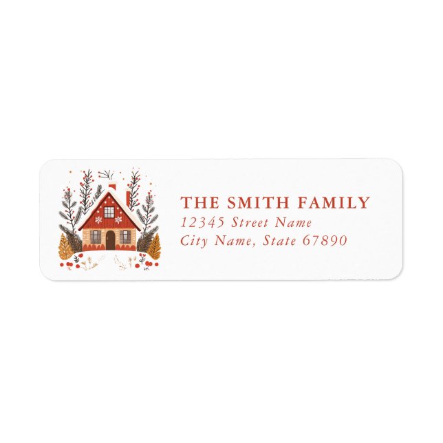 Scandinavian Christmas House Return Address Labels (Vorne)
