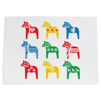 SCANDINAVIAN DALA HORSE GIFT BAG  GROßE GESCHENKTÜTE