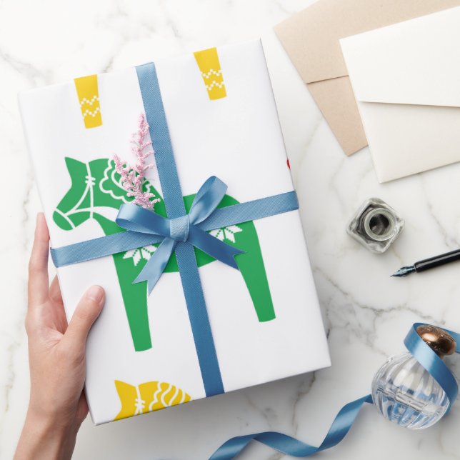 SCANDINAVIAN DALA HORSE GIFT WRAPPING GESCHENKPAPIER (Schenken)