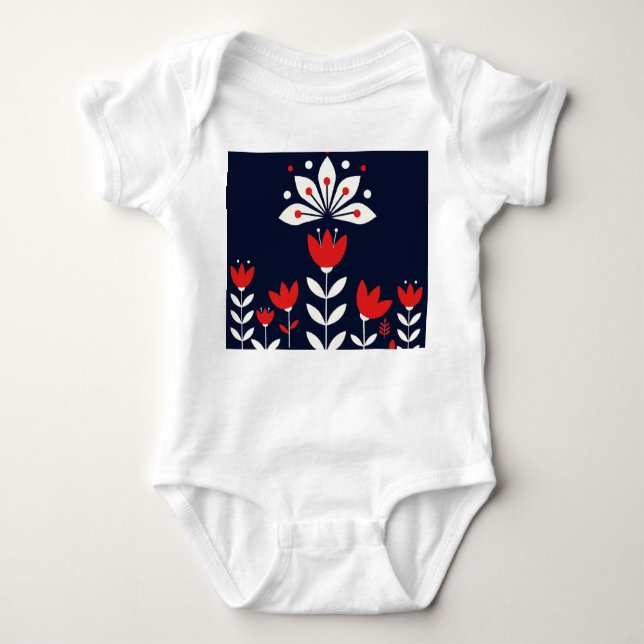 Scandinavian folk art baby strampler (Vorderseite)