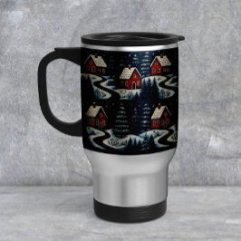 Scandinavian Folk Art Cozy Winter Cabin Mug Reisebecher