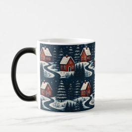 Scandinavian Folk Art Cozy Winter Cabin Mug Verwandlungstasse