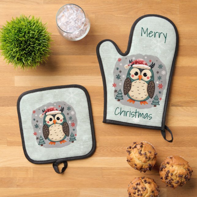 Scandinavian Folk Art Style Ofenhandschuh & Topflappen-Set (Oben Unten)